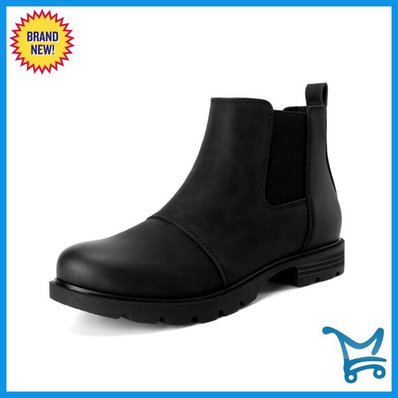 Low Heel Slip On Lug Sole Elastic Chelsea Ankle Booties Women's Shoes
